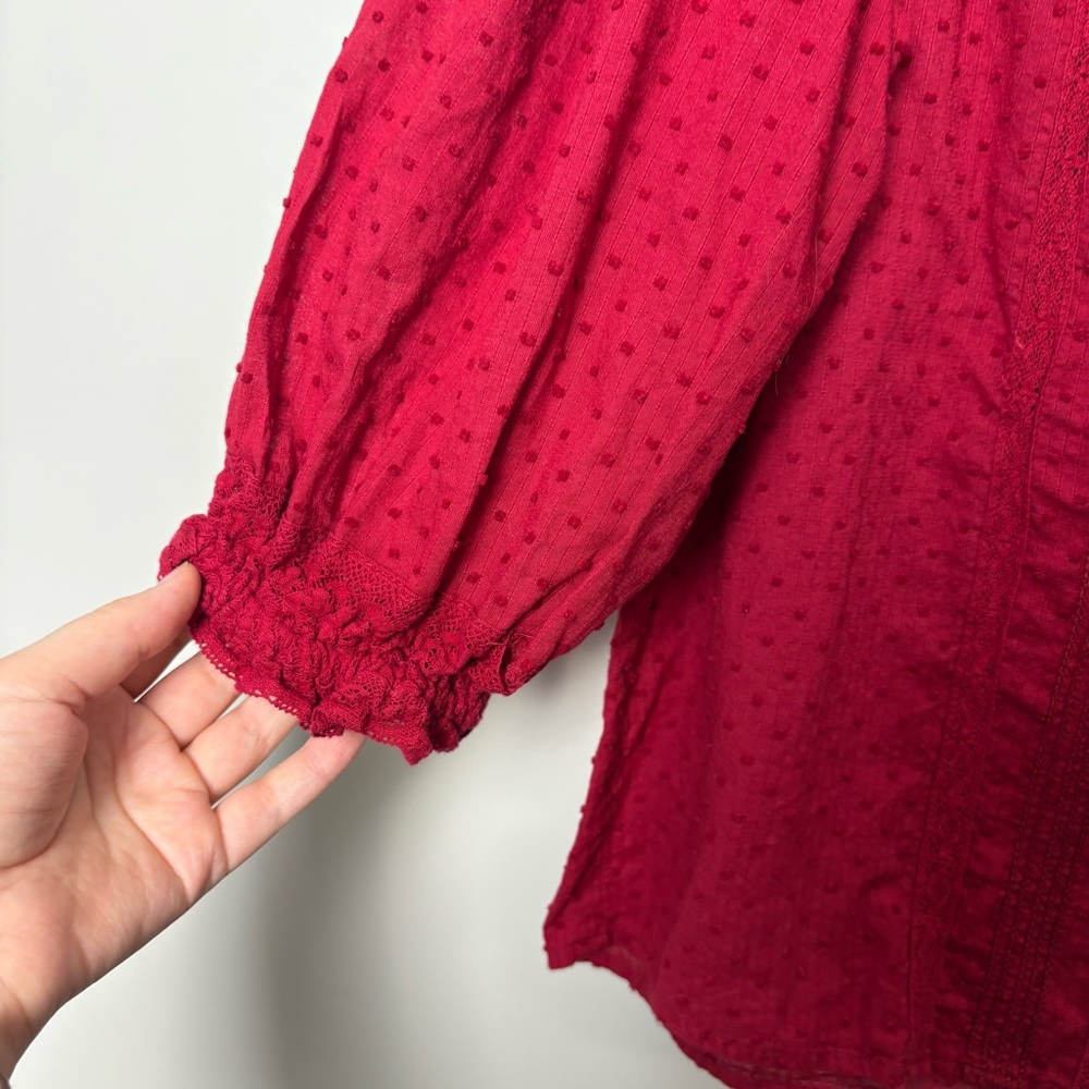 Sundance Red Button Up Collared Pintuck Shirt - image 5